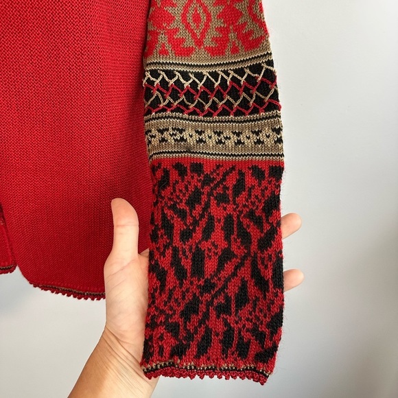 Peruvian Imports 100% Baby Alpaca Wool Red Button Front Sweater - S - Picture 4 of 7
